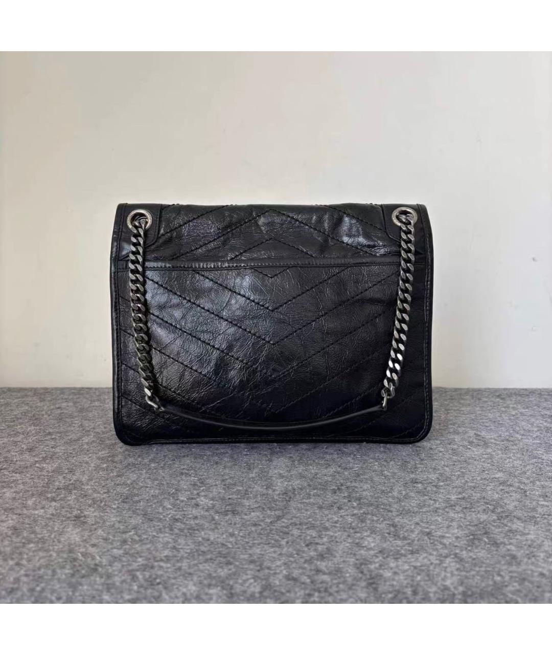 SAINT LAURENT Черная кожаная сумка тоут, фото 2