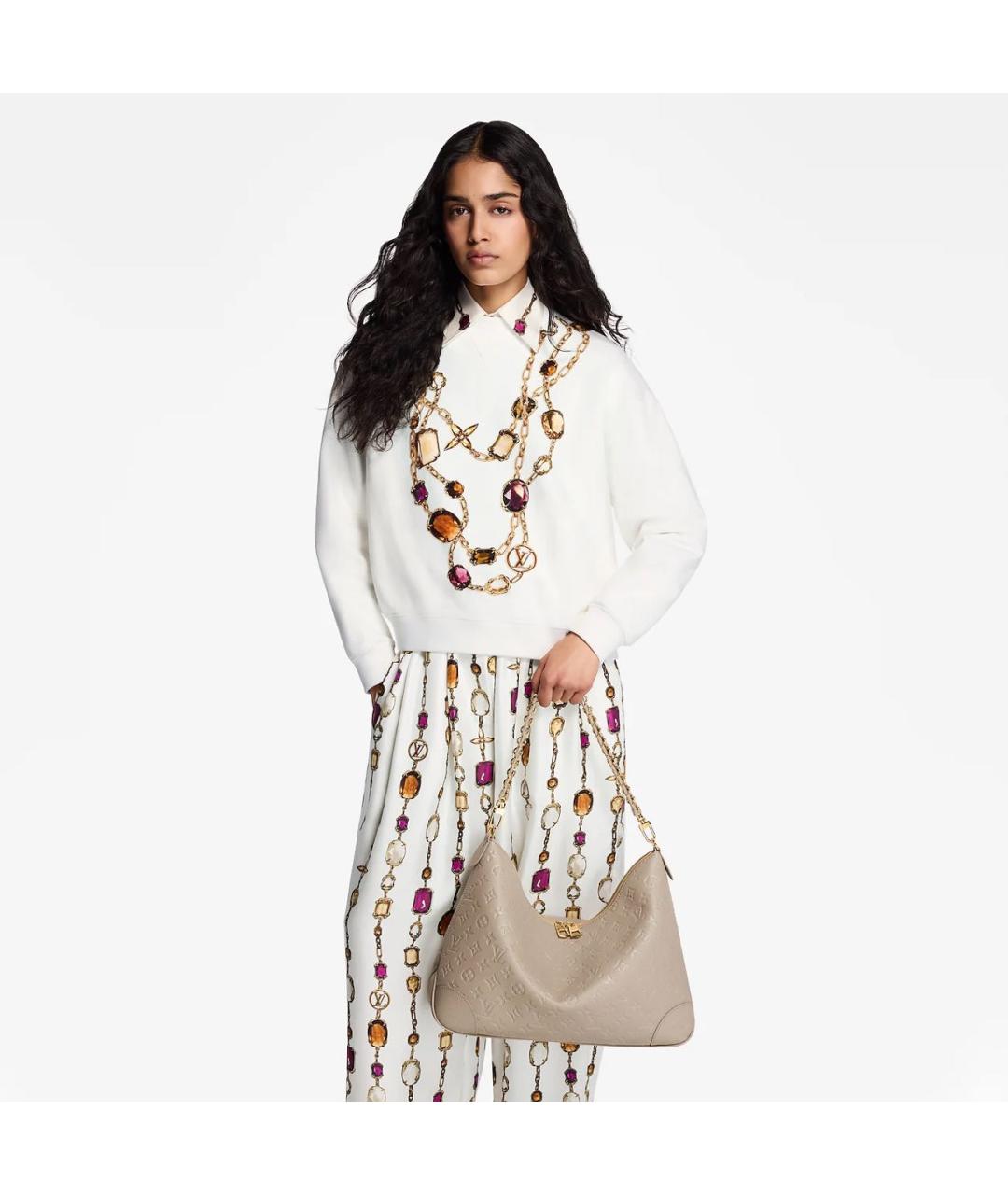 LOUIS VUITTON Бежевая кожаная сумка через плечо, фото 2