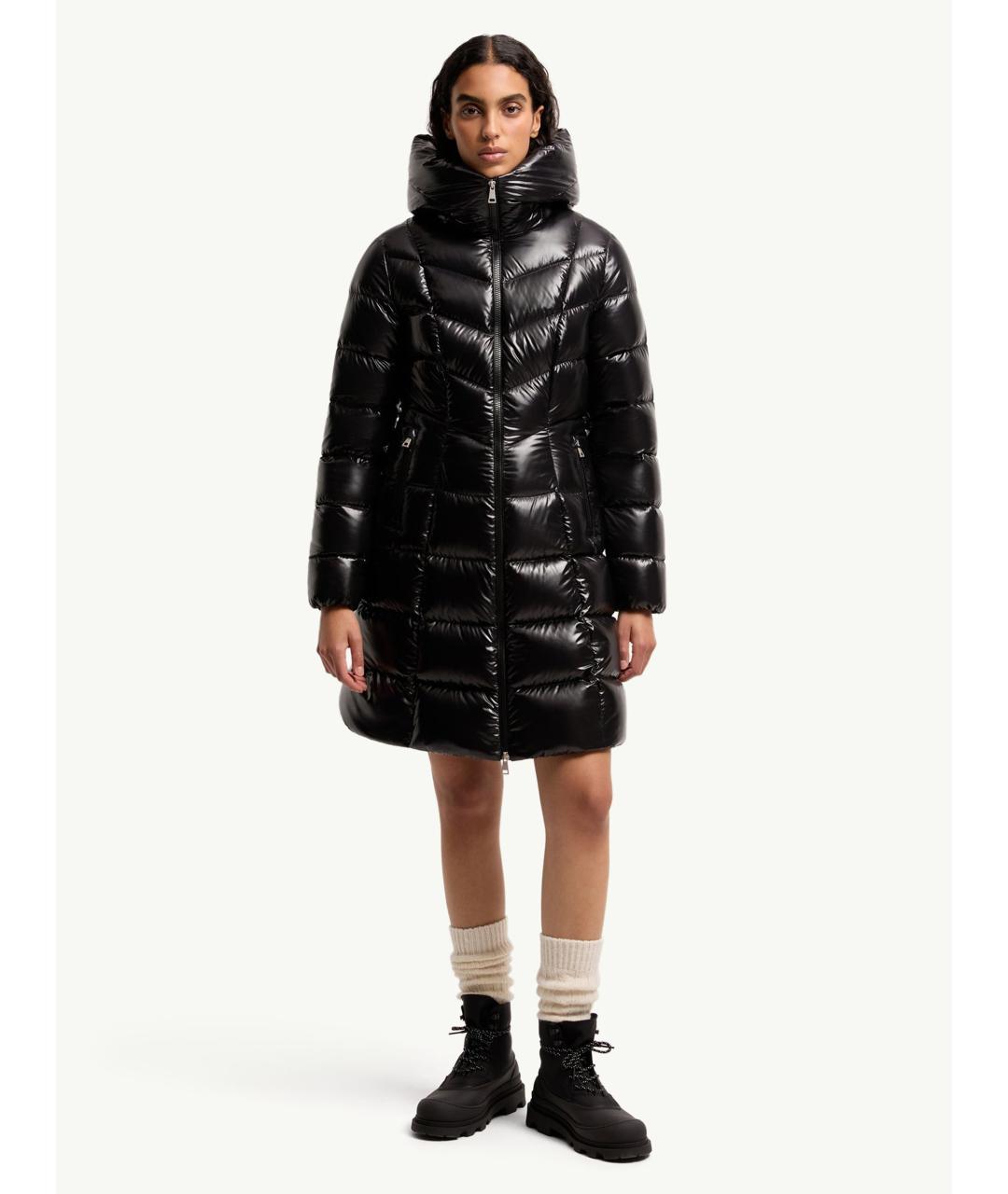 MONCLER Черный полиамидовый пуховик, фото 3