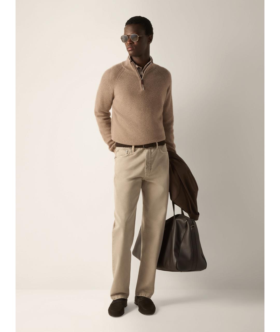 ZEGNA Бежевый кашемировый джемпер / свитер, фото 2