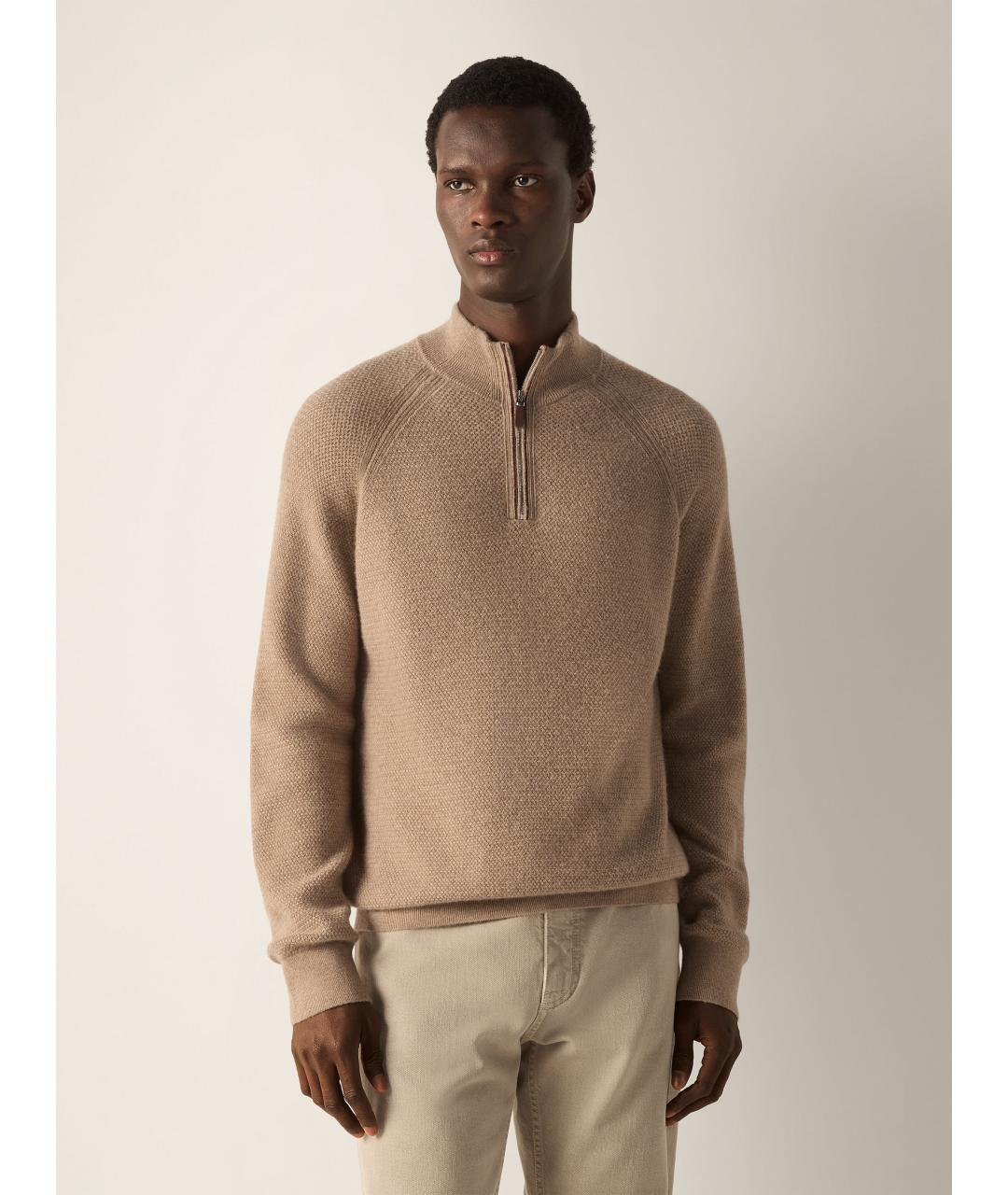 ZEGNA Бежевый кашемировый джемпер / свитер, фото 3