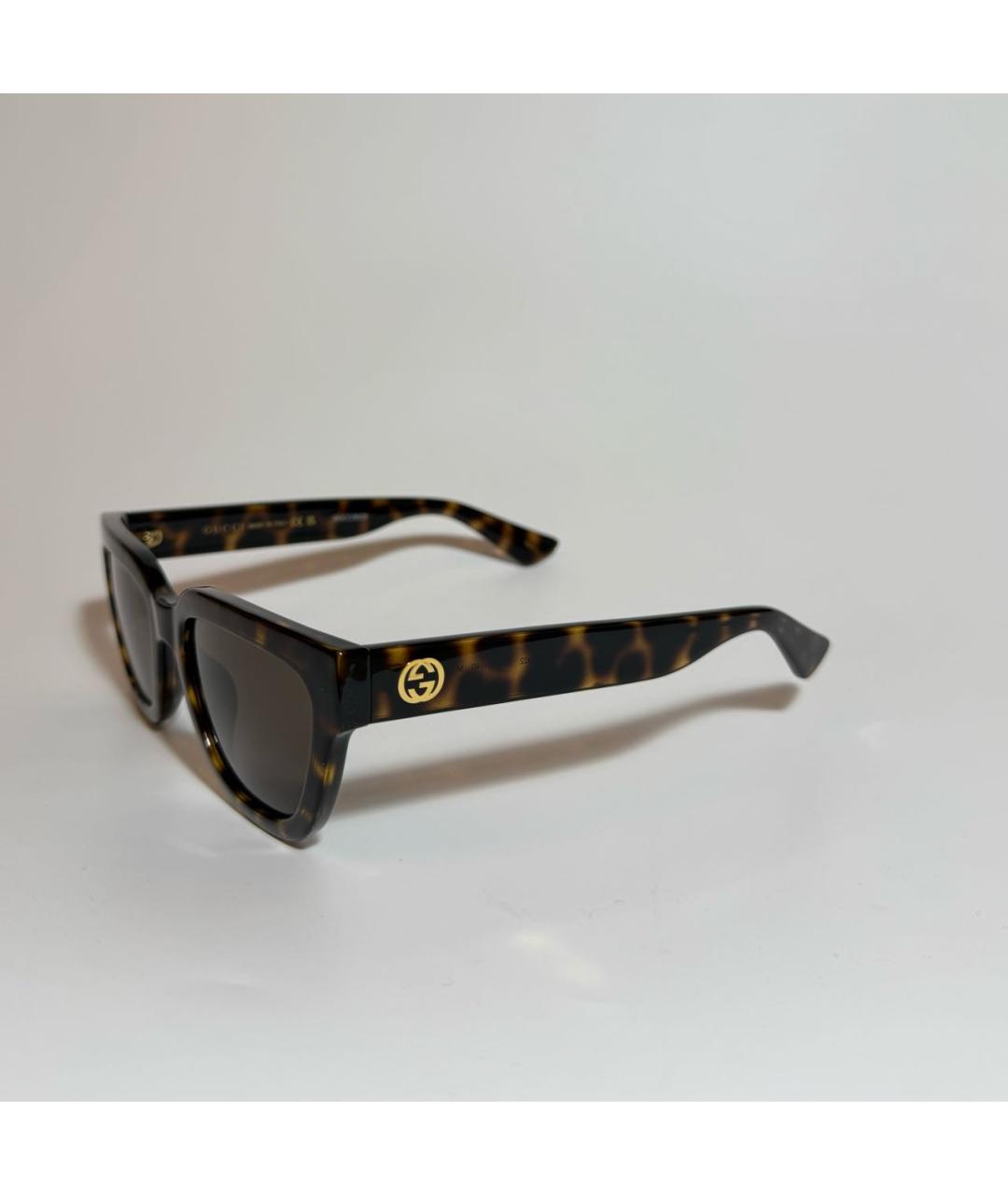 GUCCI Коричневые пластиковые солнцезащитные очки, фото 2