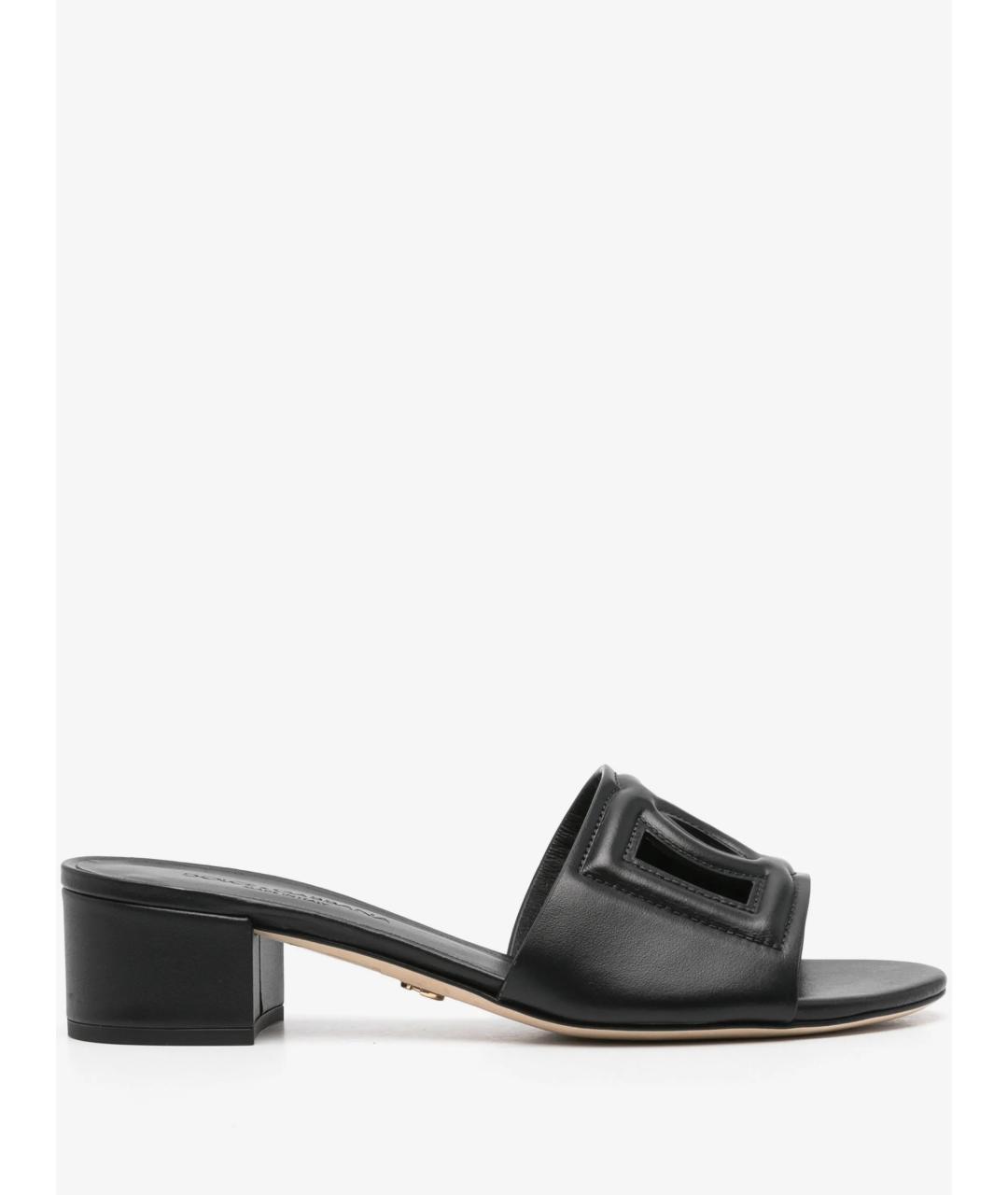 DOLCE&GABBANA Черные кожаные мюли, фото 5