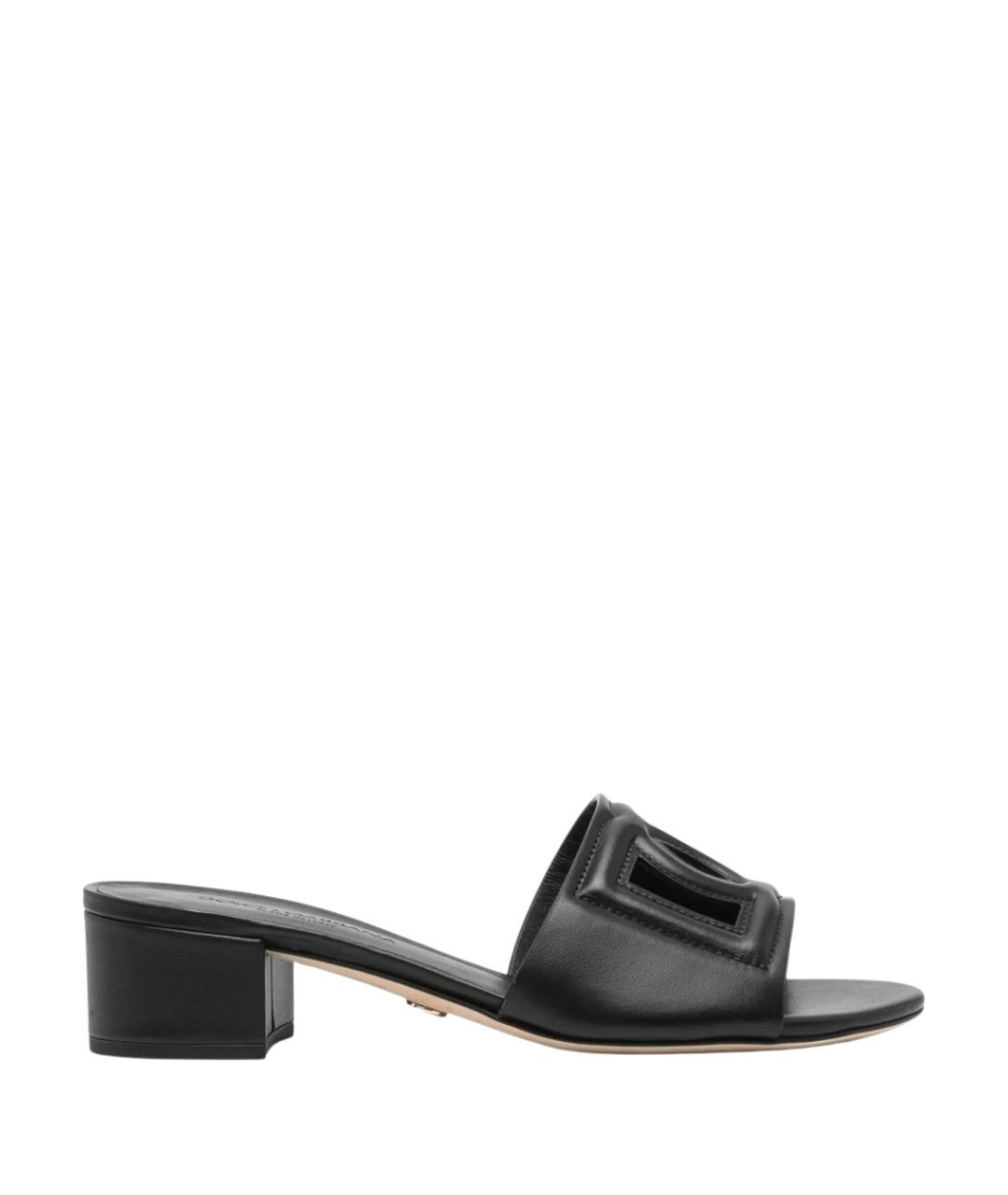 DOLCE&GABBANA Черные кожаные мюли, фото 1
