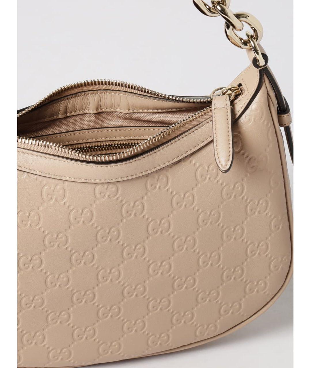 GUCCI Бежевая кожаная сумка через плечо, фото 3