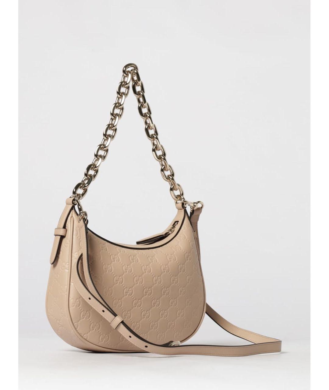 GUCCI Бежевая кожаная сумка через плечо, фото 2