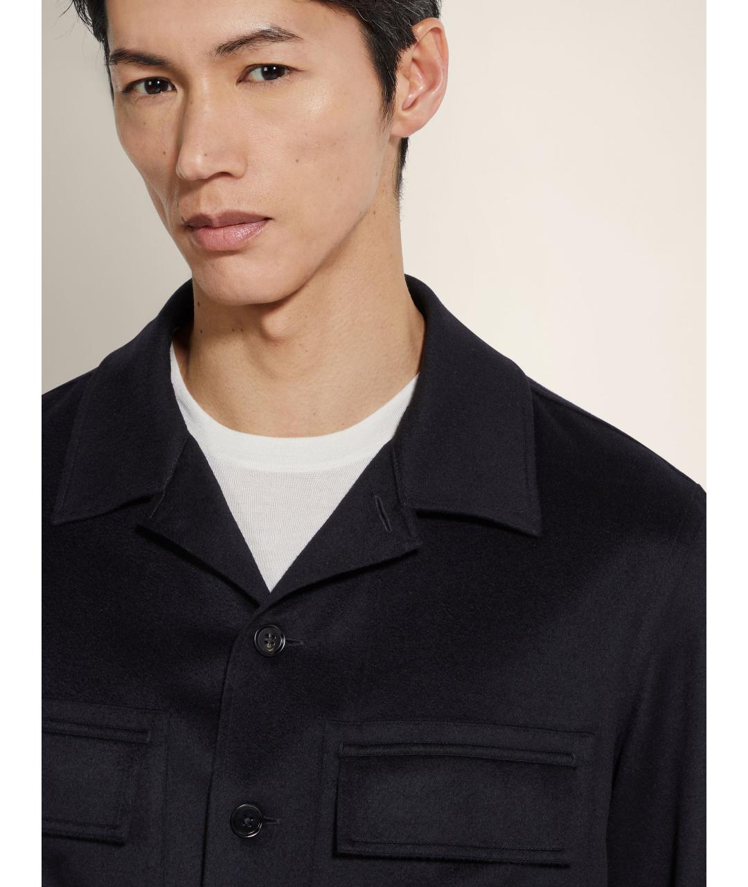 ZEGNA Синяя кашемировая кэжуал рубашка, фото 3