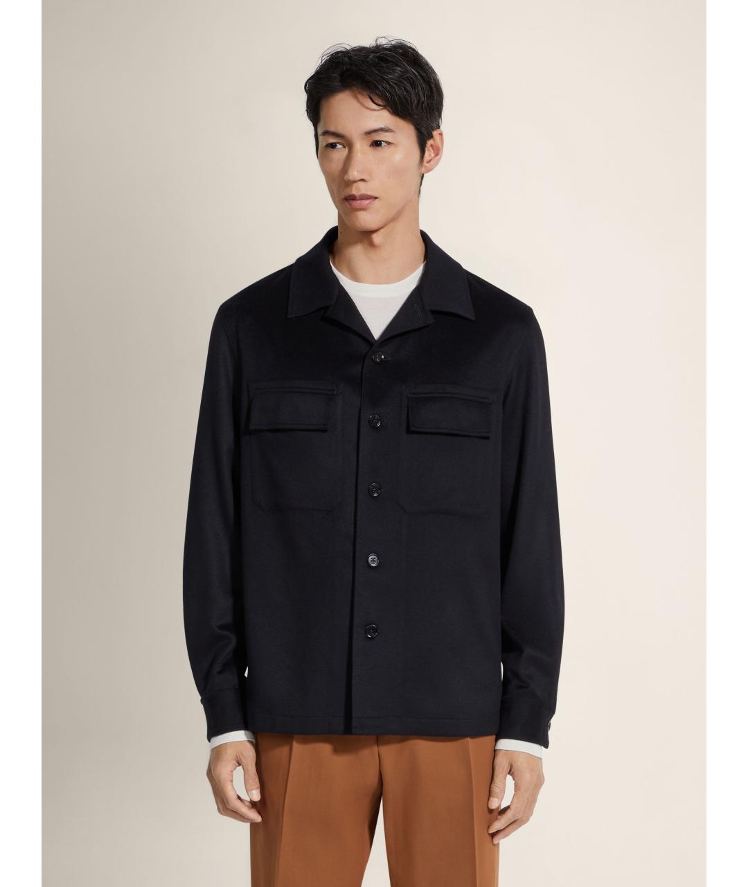 ZEGNA Синяя кашемировая кэжуал рубашка, фото 4