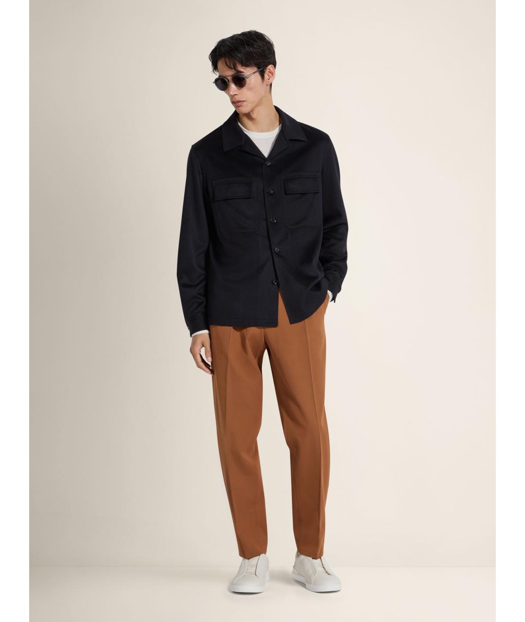 ZEGNA Синяя кашемировая кэжуал рубашка, фото 2