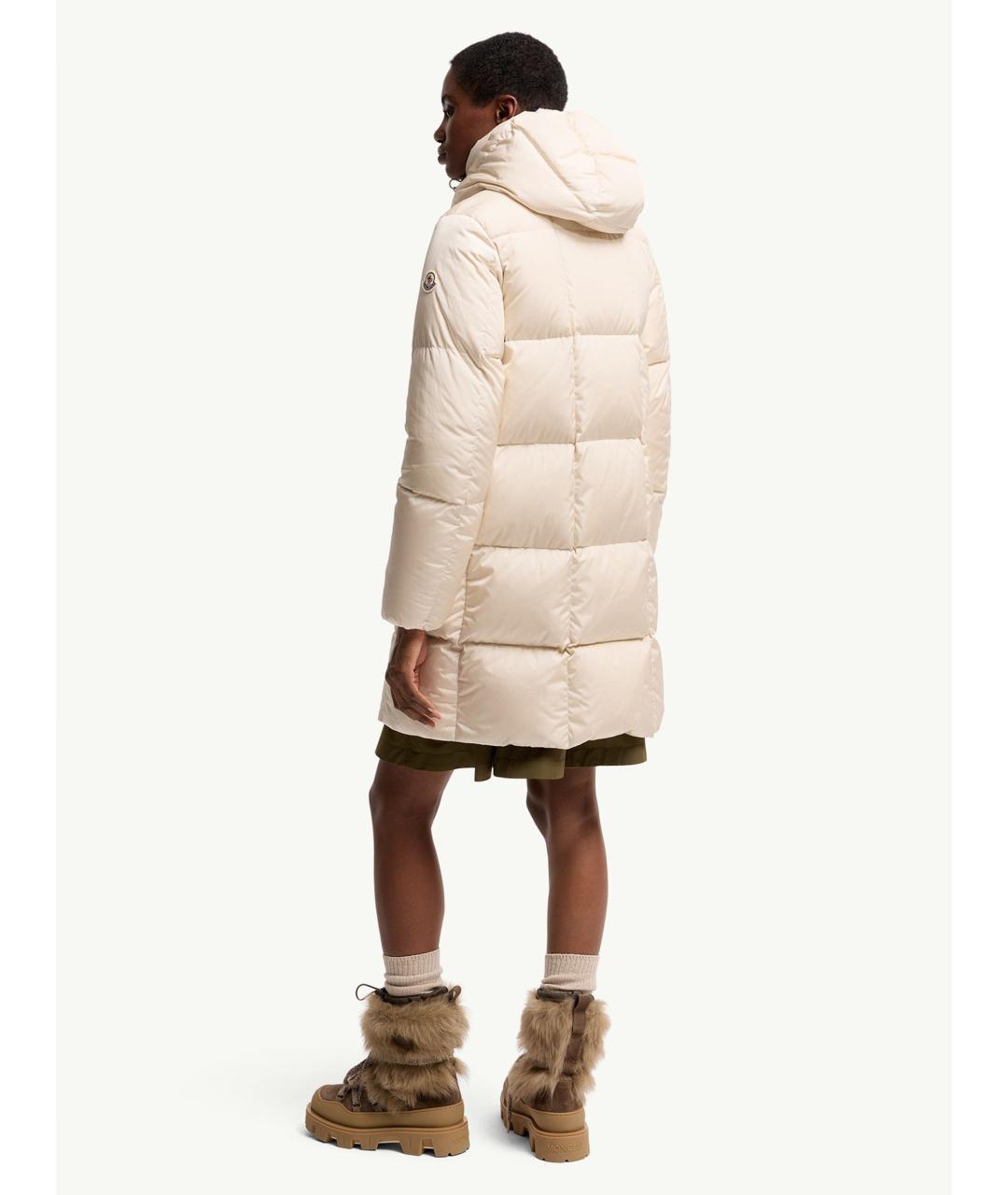 MONCLER Бежевый полиамидовый пуховик, фото 4