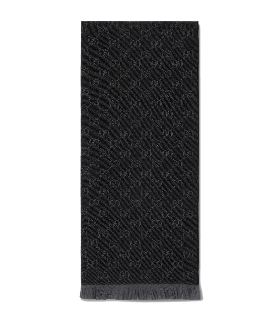 GUCCI Черный шерстяной шарф, фото 1