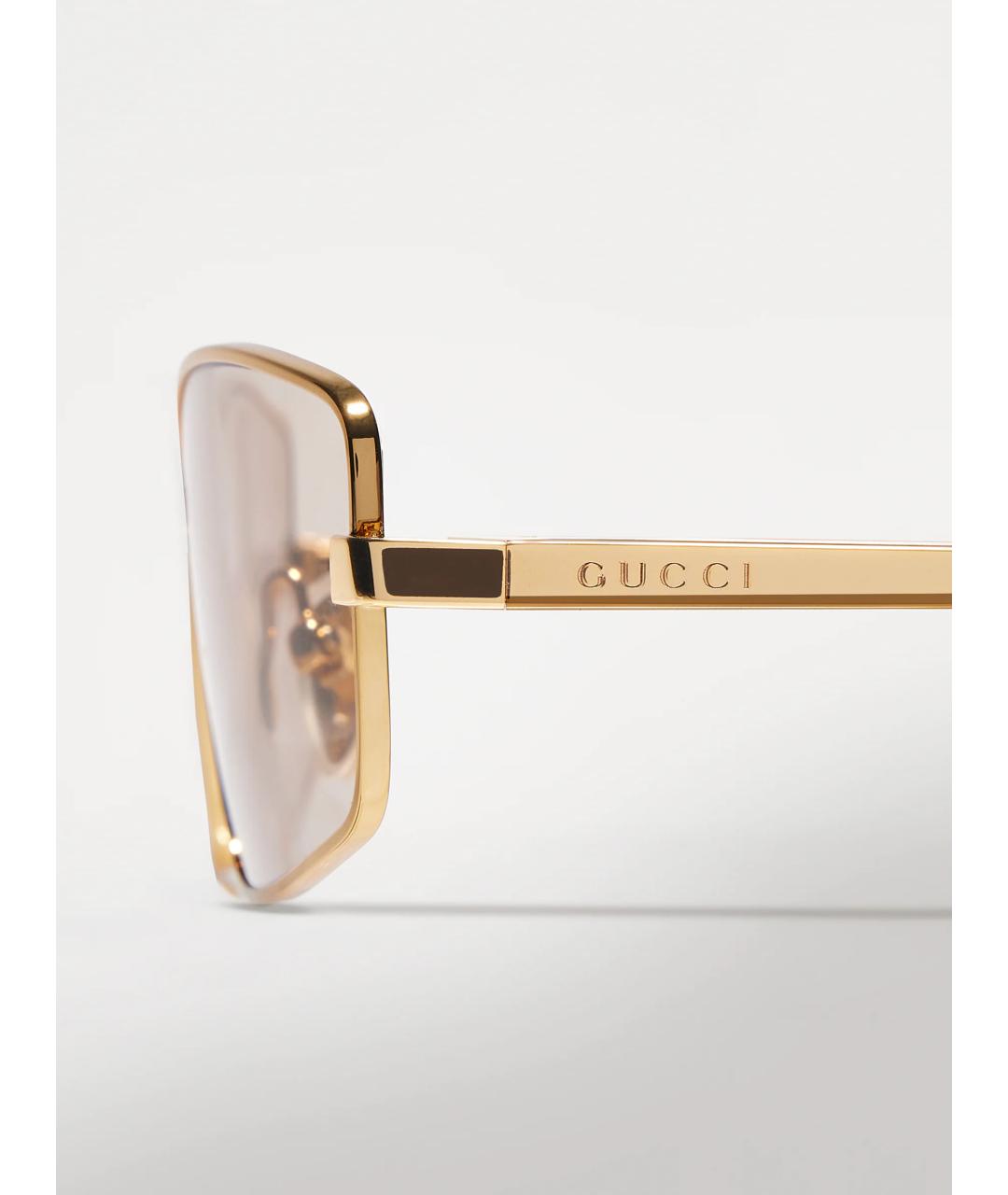GUCCI Золотые металлические солнцезащитные очки, фото 6