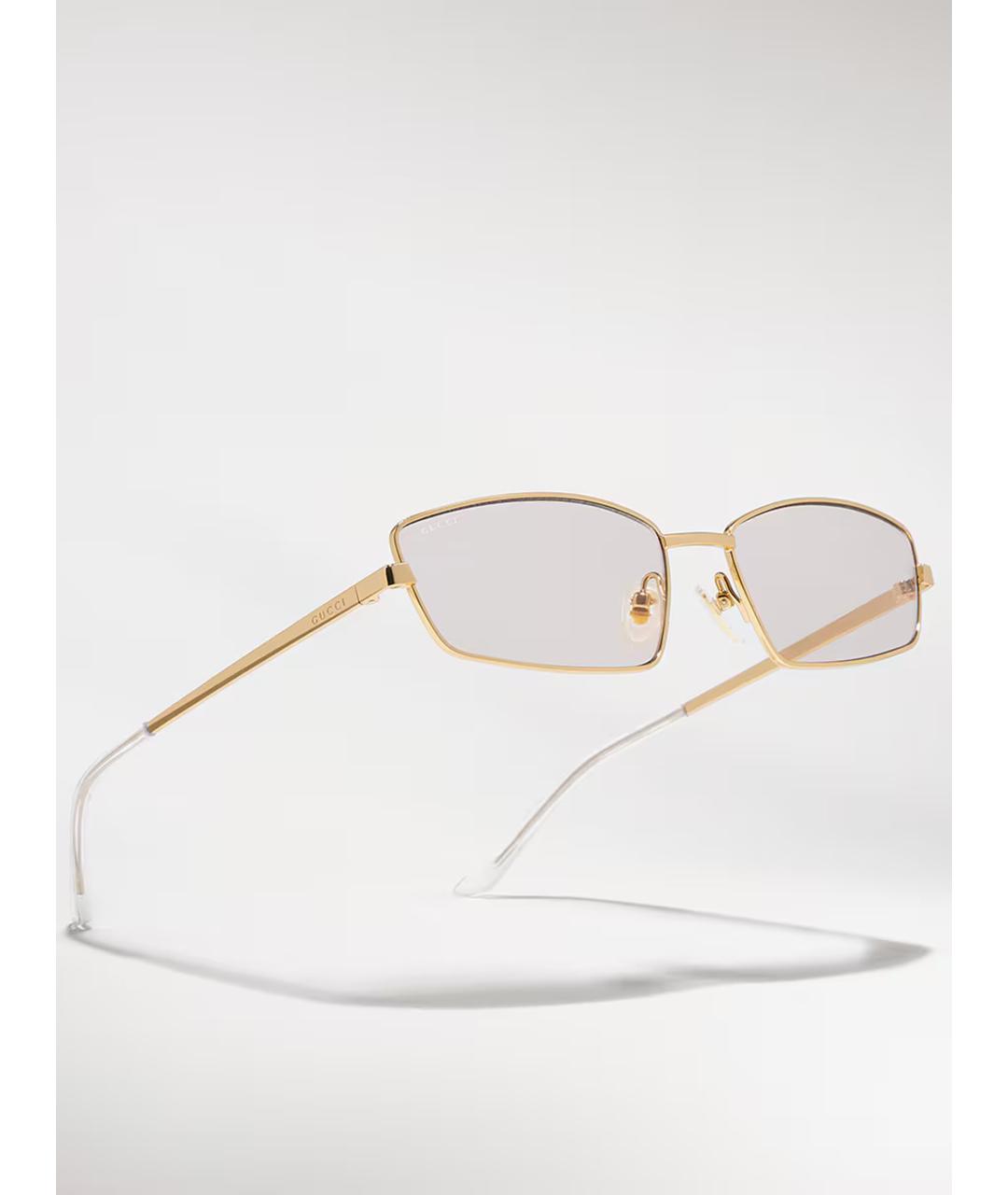 GUCCI Золотые металлические солнцезащитные очки, фото 2