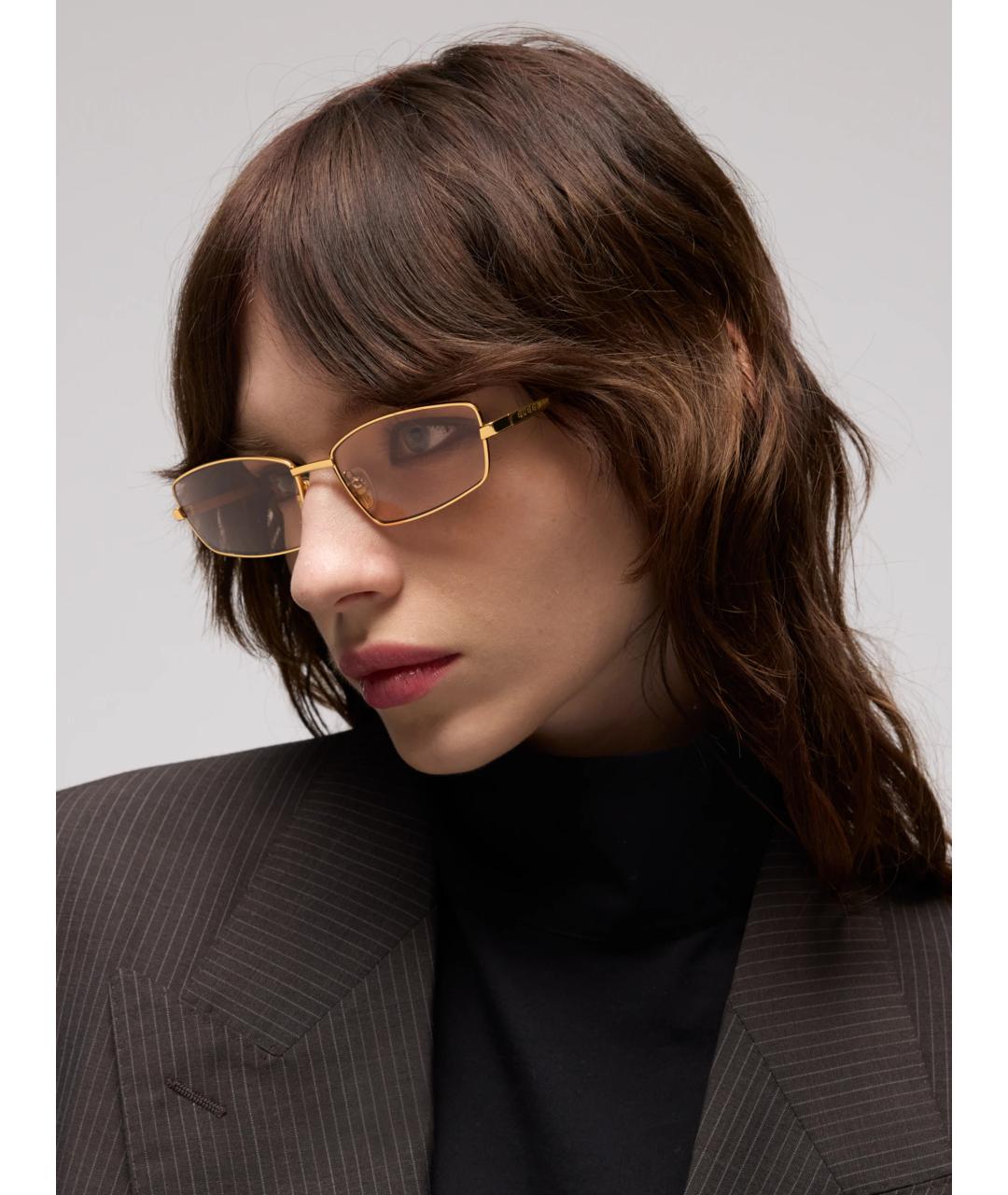 GUCCI Золотые металлические солнцезащитные очки, фото 4