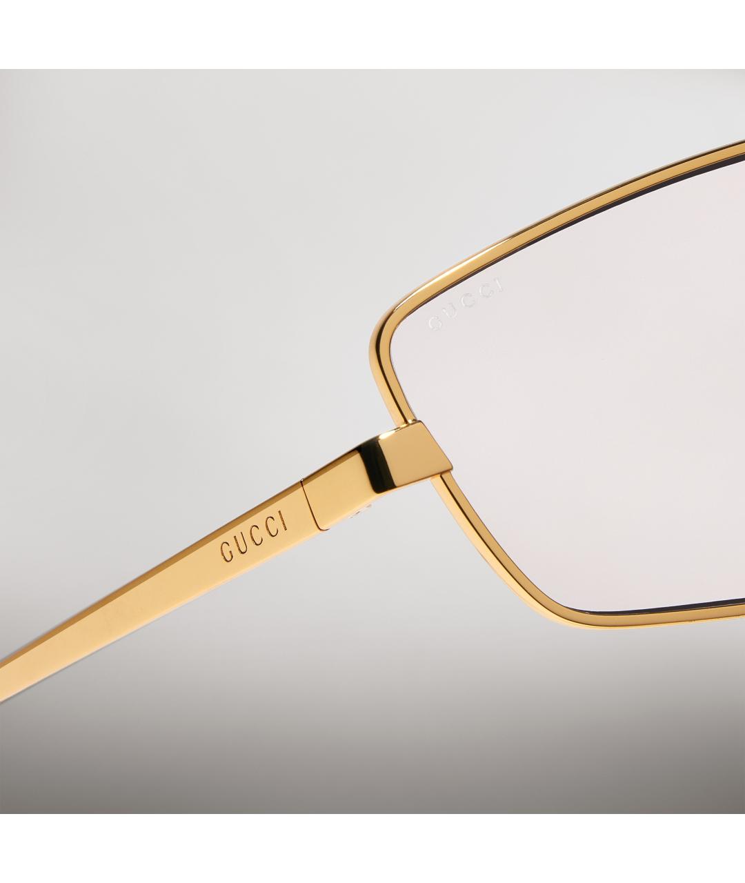 GUCCI Золотые металлические солнцезащитные очки, фото 7