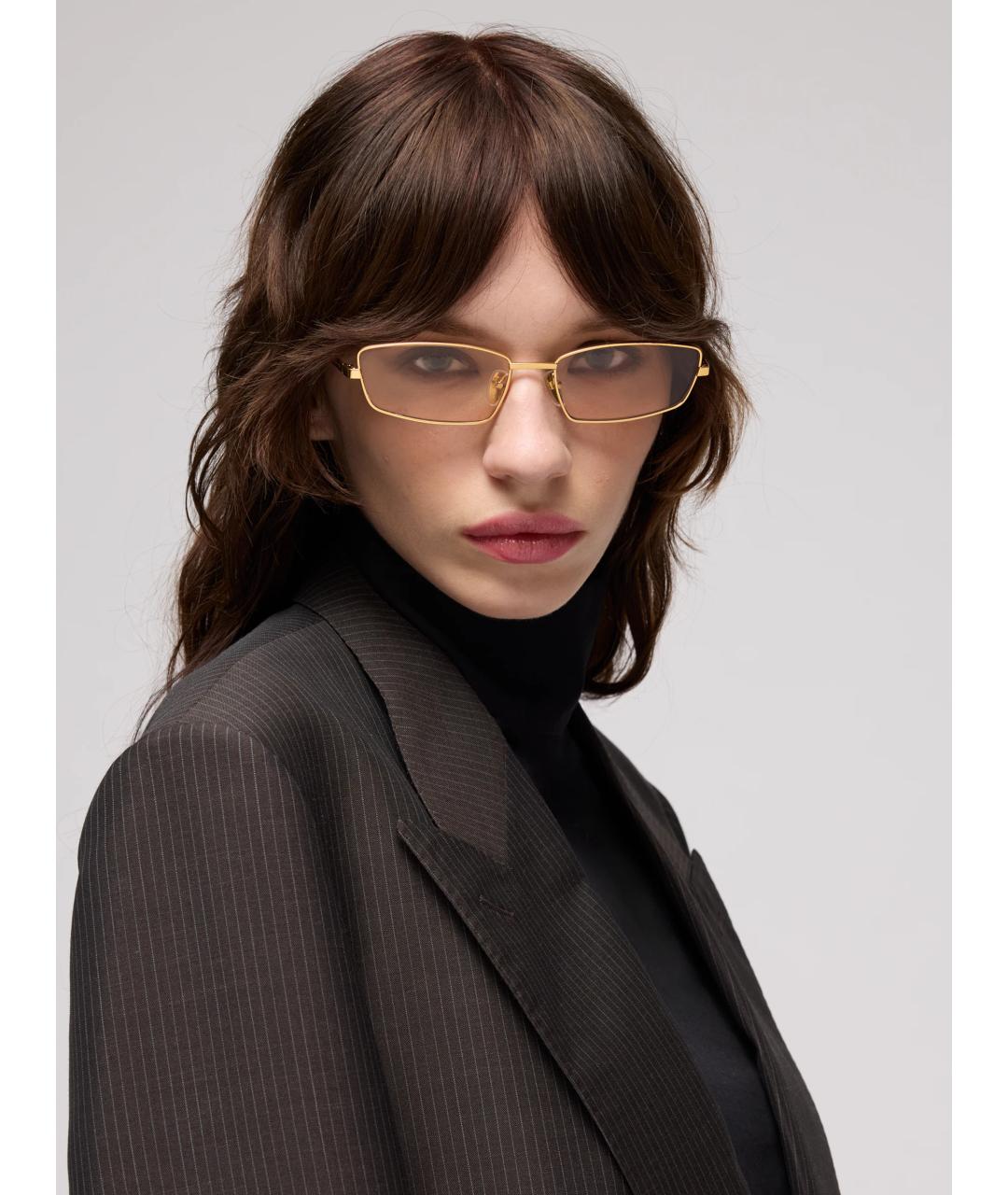 GUCCI Золотые металлические солнцезащитные очки, фото 3