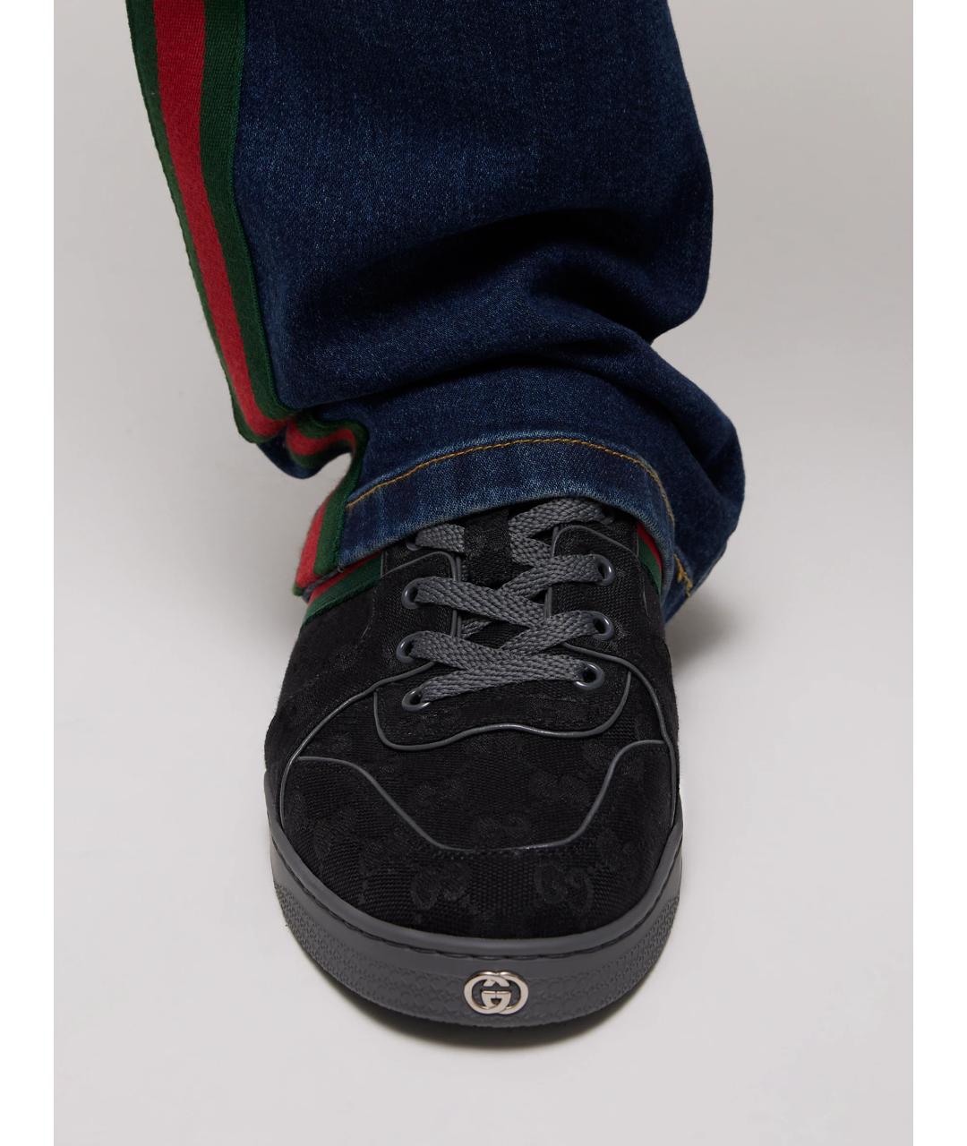 GUCCI Черные текстильные низкие кроссовки / кеды, фото 8