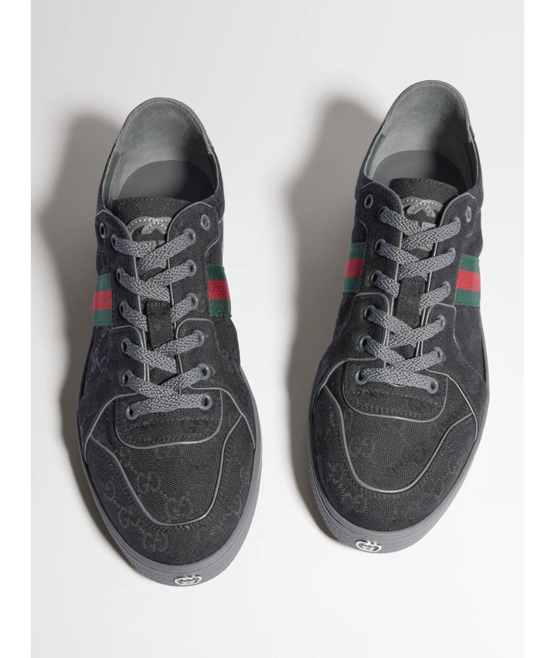 GUCCI Черные текстильные низкие кроссовки / кеды, фото 3