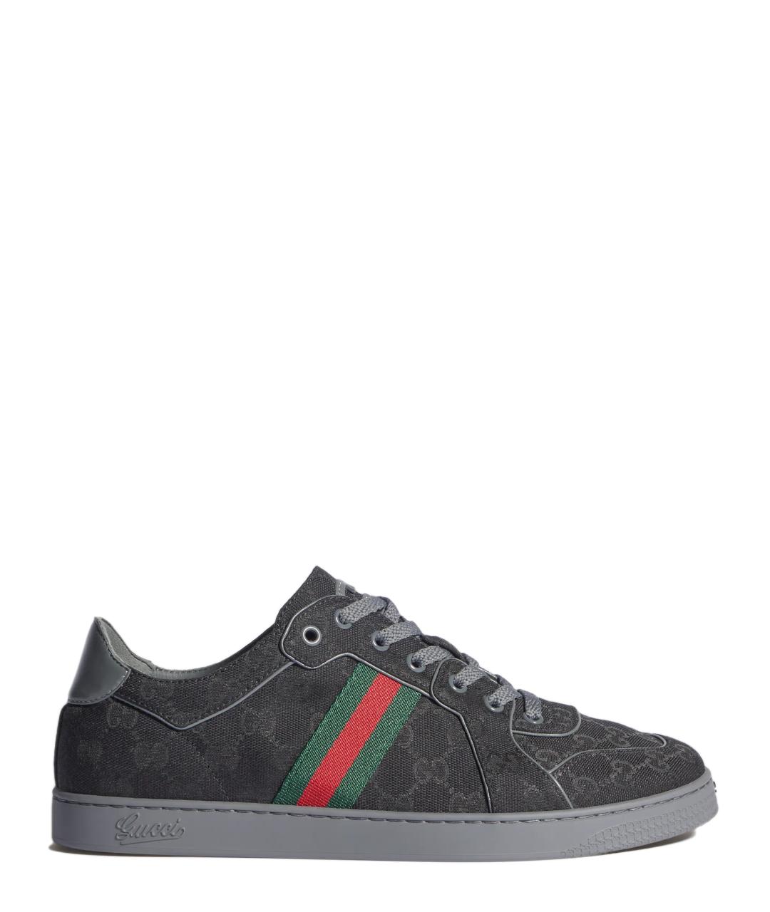 GUCCI Черные текстильные низкие кроссовки / кеды, фото 1