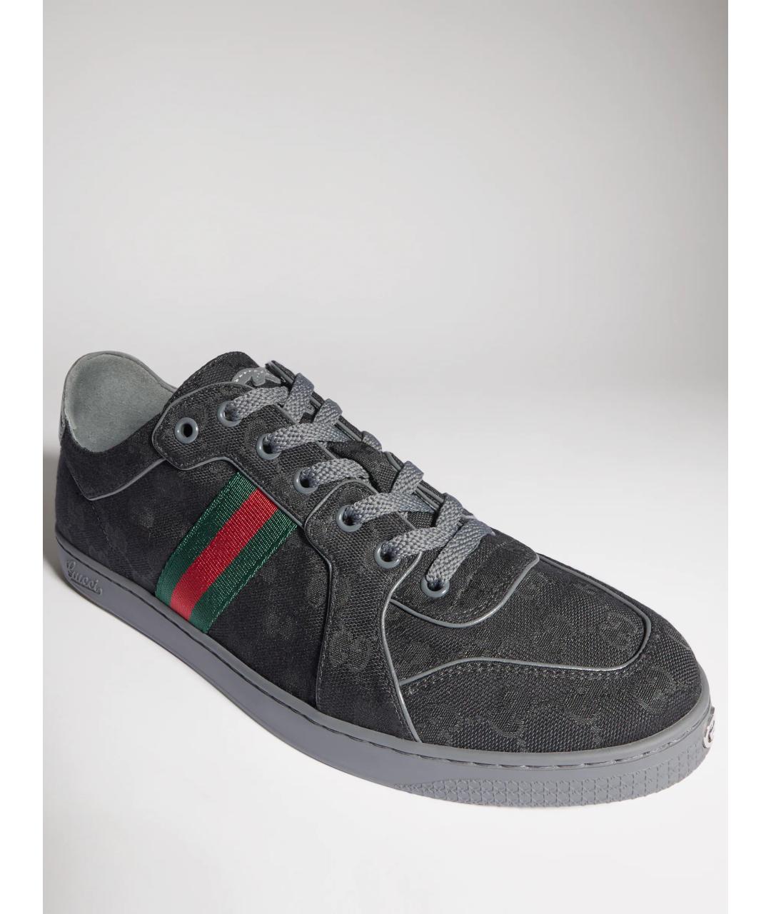 GUCCI Черные текстильные низкие кроссовки / кеды, фото 2