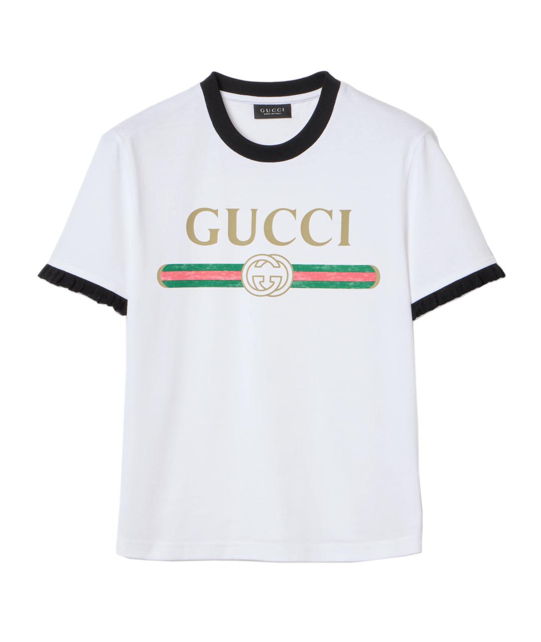 GUCCI Белая хлопковая футболка, фото 1