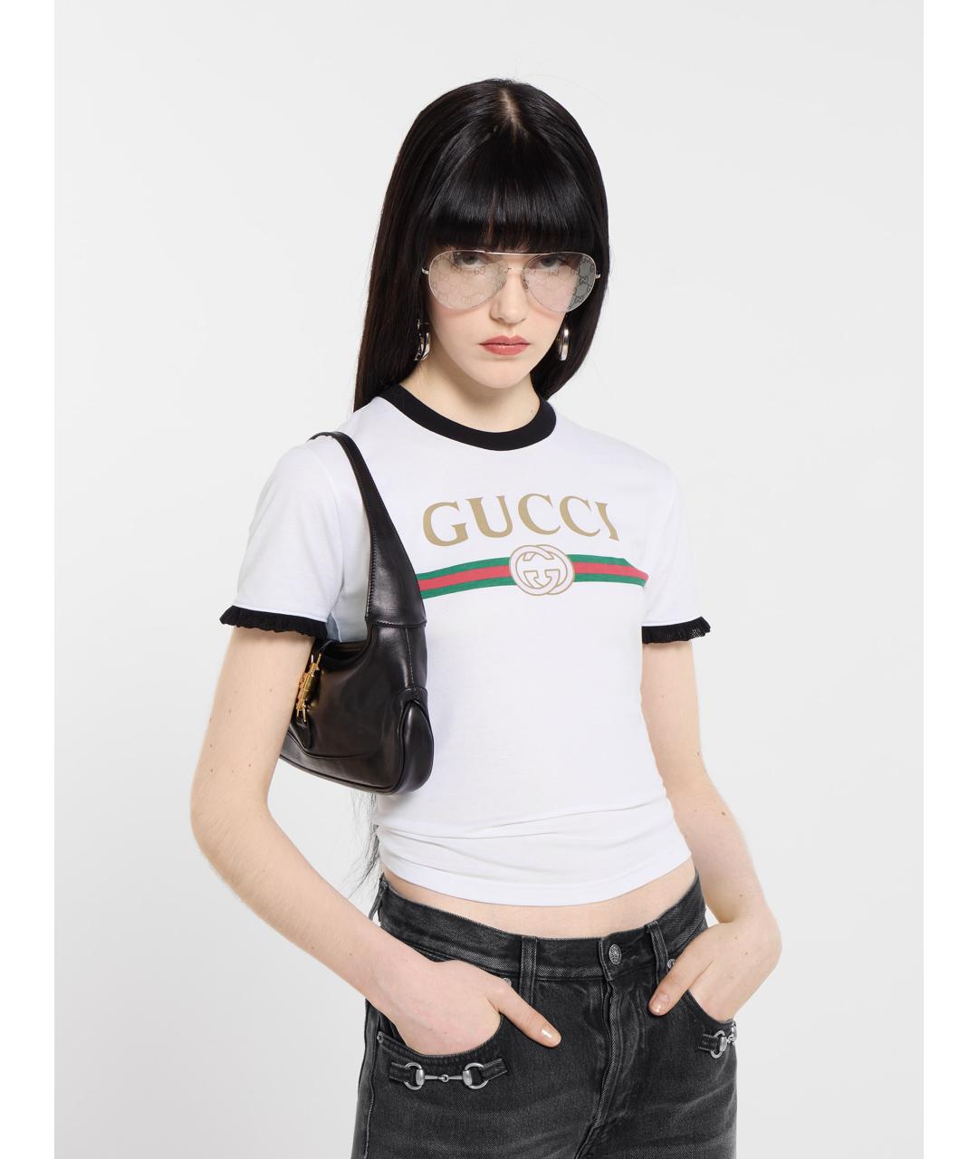 GUCCI Белая хлопковая футболка, фото 3