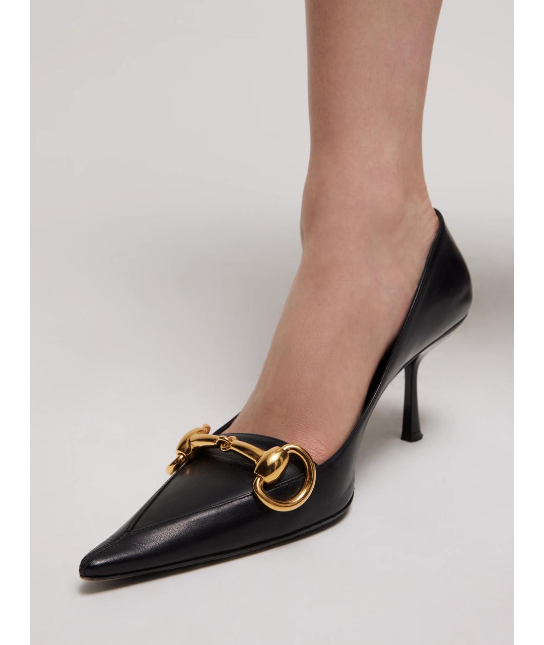 GUCCI Черные кожаные туфли, фото 2
