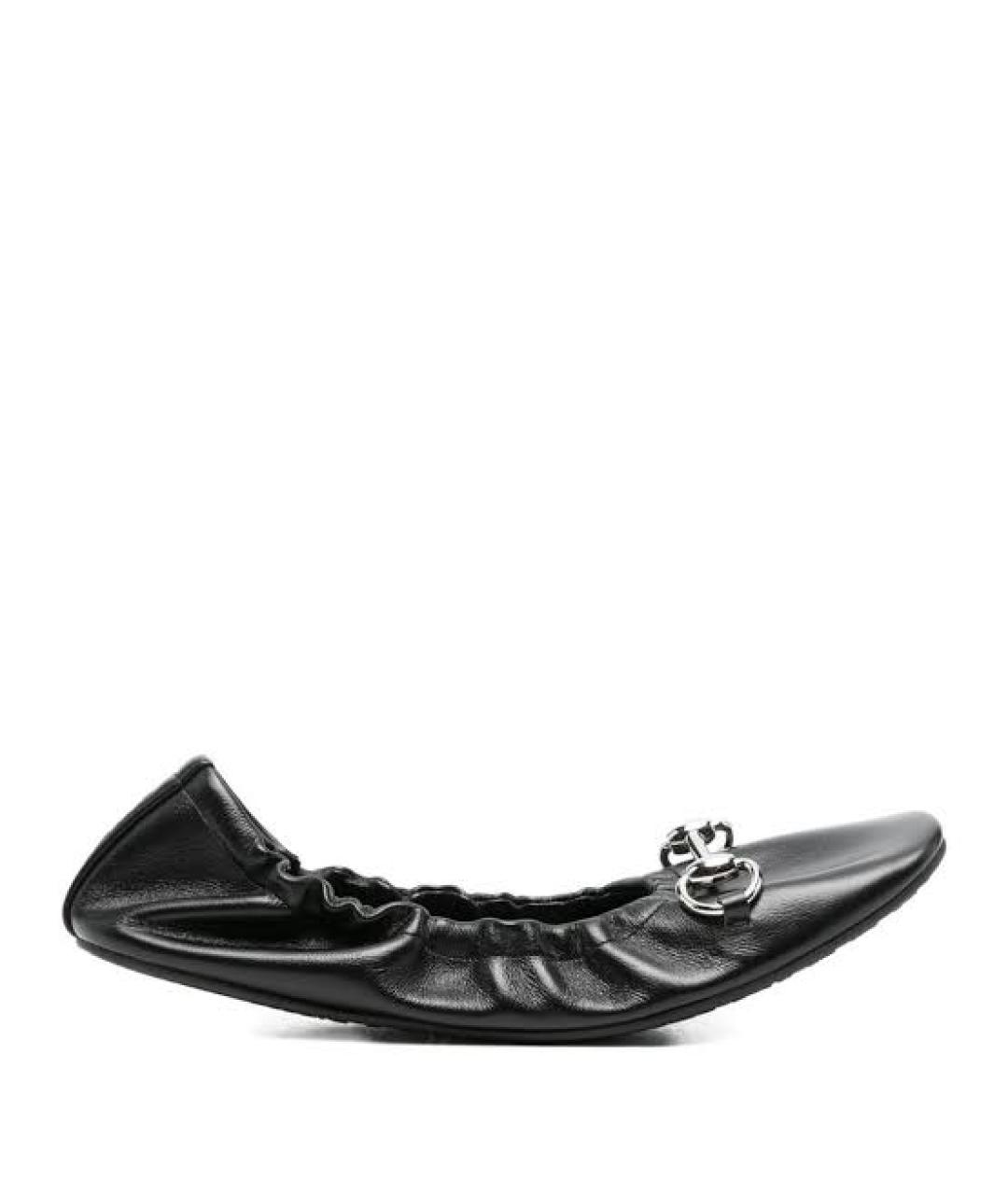 GUCCI Черные кожаные балетки, фото 1
