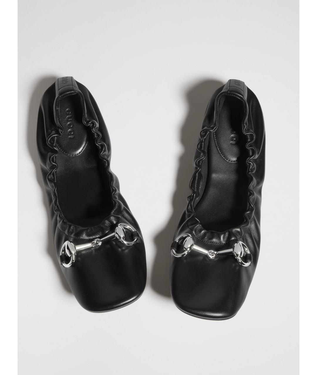 GUCCI Черные кожаные балетки, фото 6