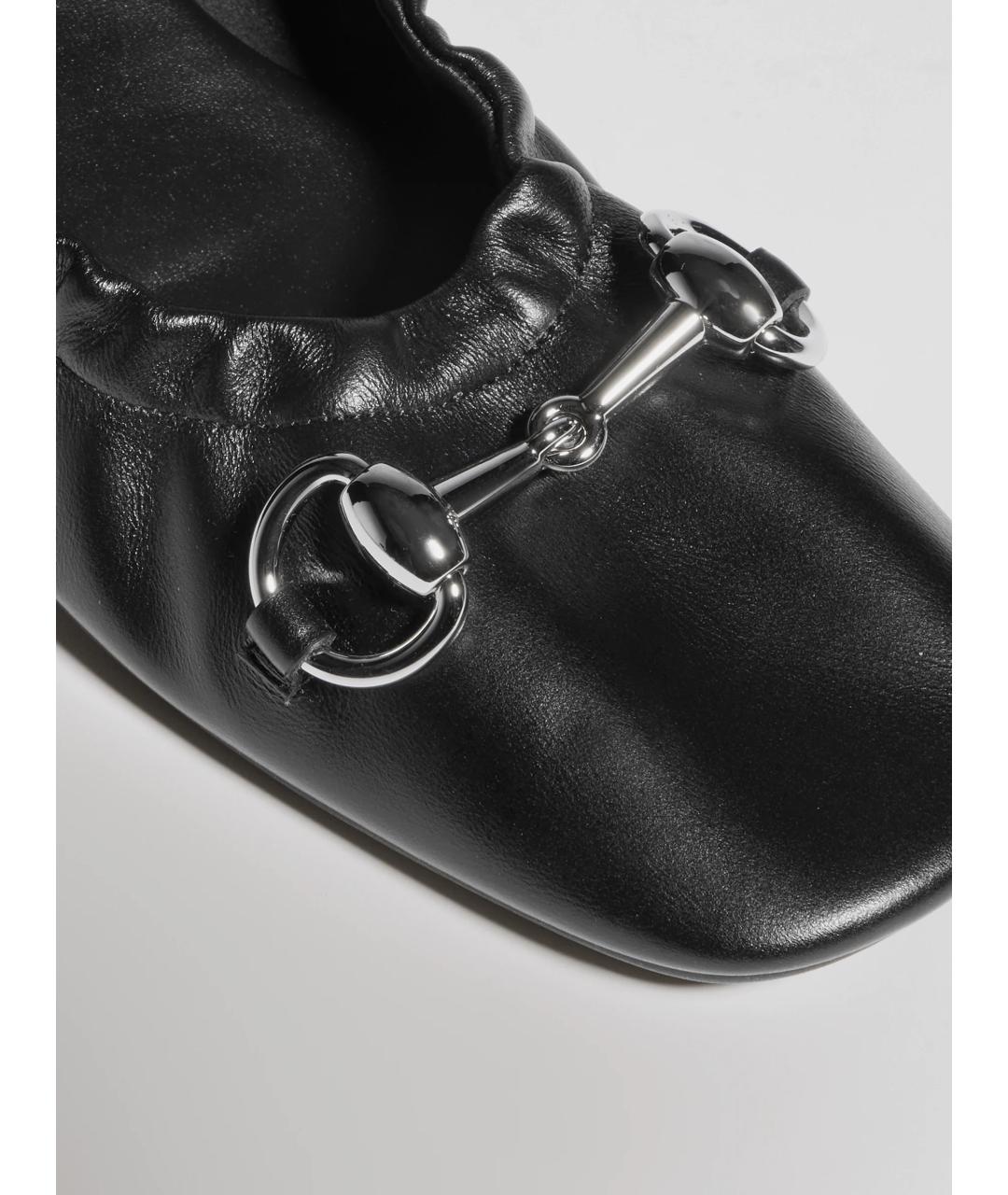 GUCCI Черные кожаные балетки, фото 4