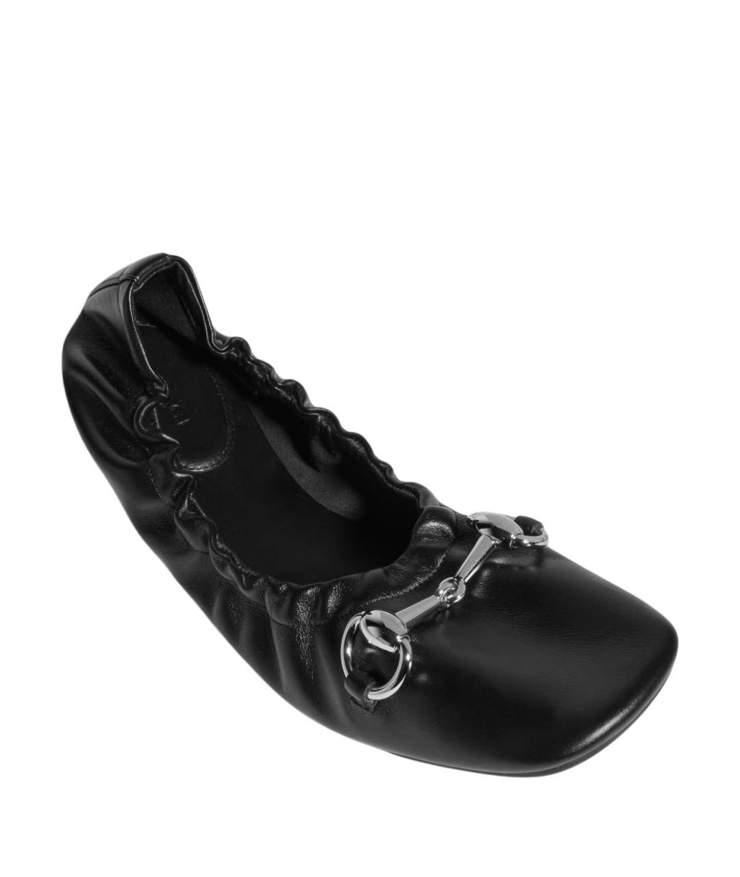 GUCCI Черные кожаные балетки, фото 1