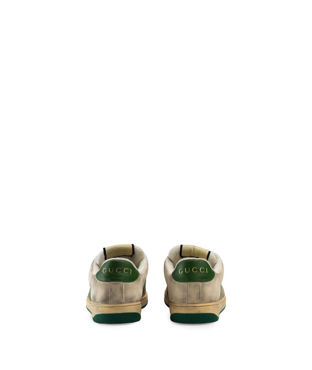 GUCCI Бежевые кожаные низкие кроссовки / кеды, фото 4