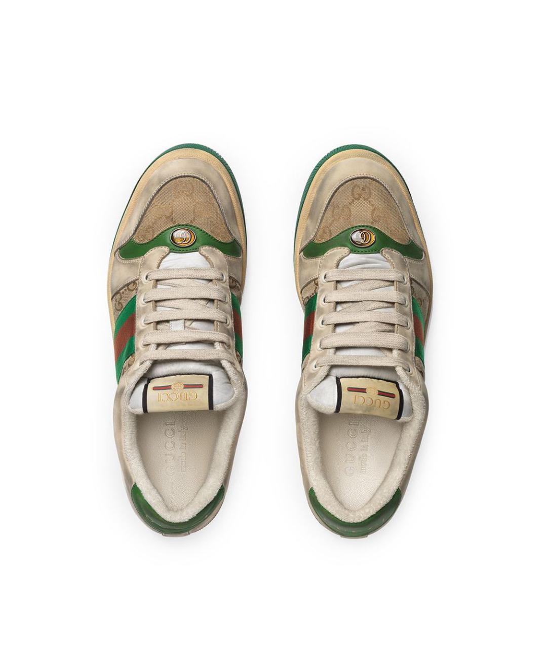 GUCCI Бежевые кожаные низкие кроссовки / кеды, фото 5