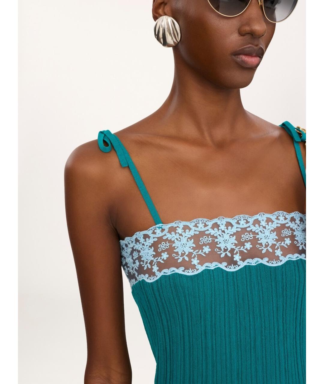 CHLOE Бирюзовое шерстяное повседневное платье, фото 6