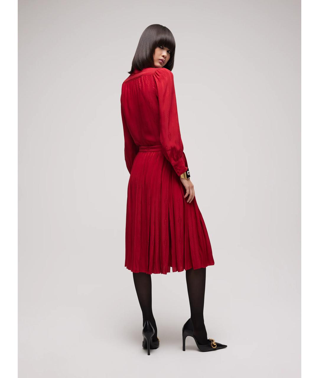 GUCCI Красная шелковая блузы, фото 3