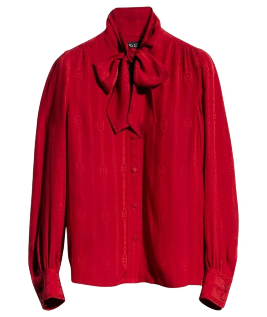 GUCCI Красная шелковая блузы, фото 1