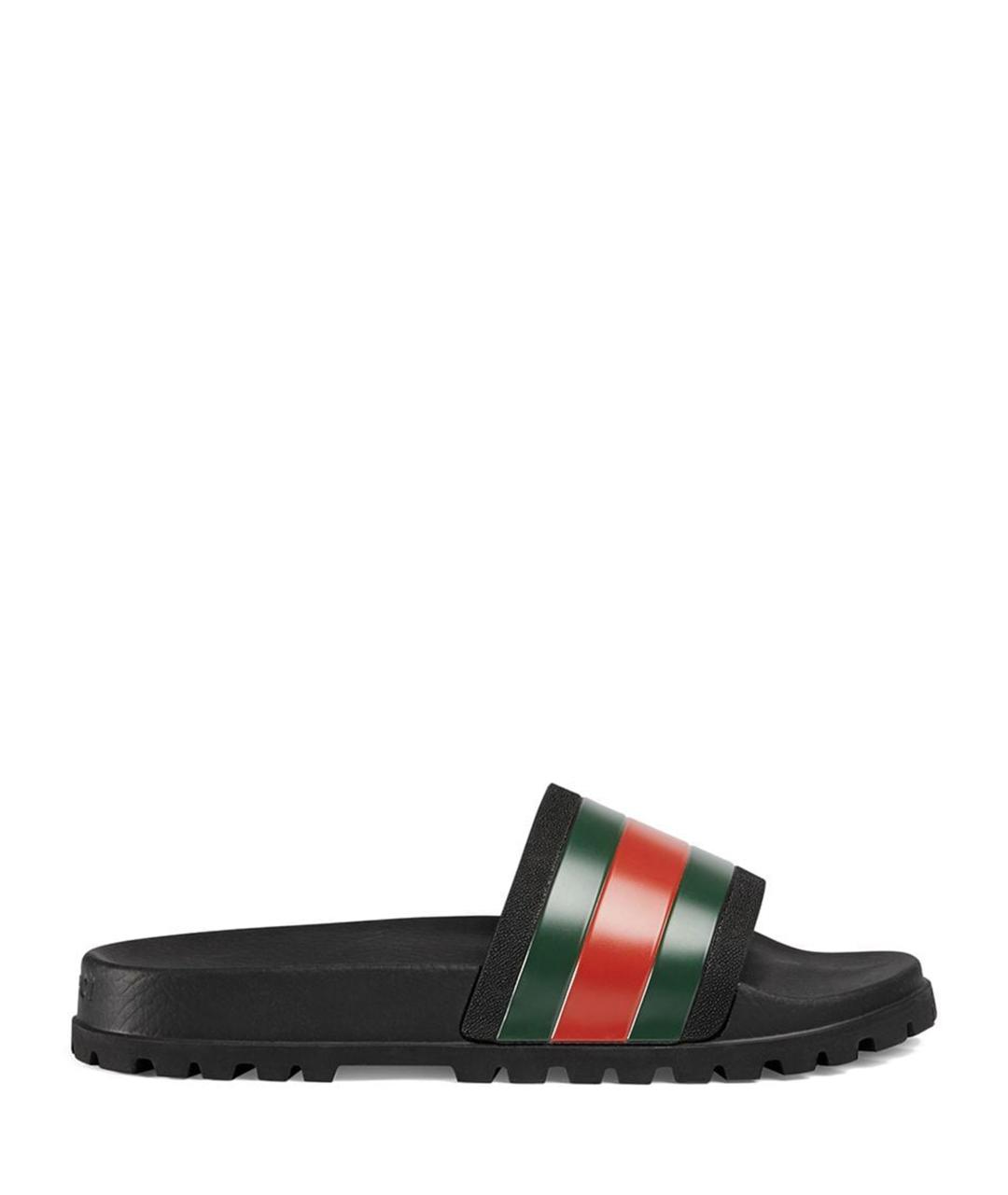 GUCCI Черные резиновые сандалии, фото 1