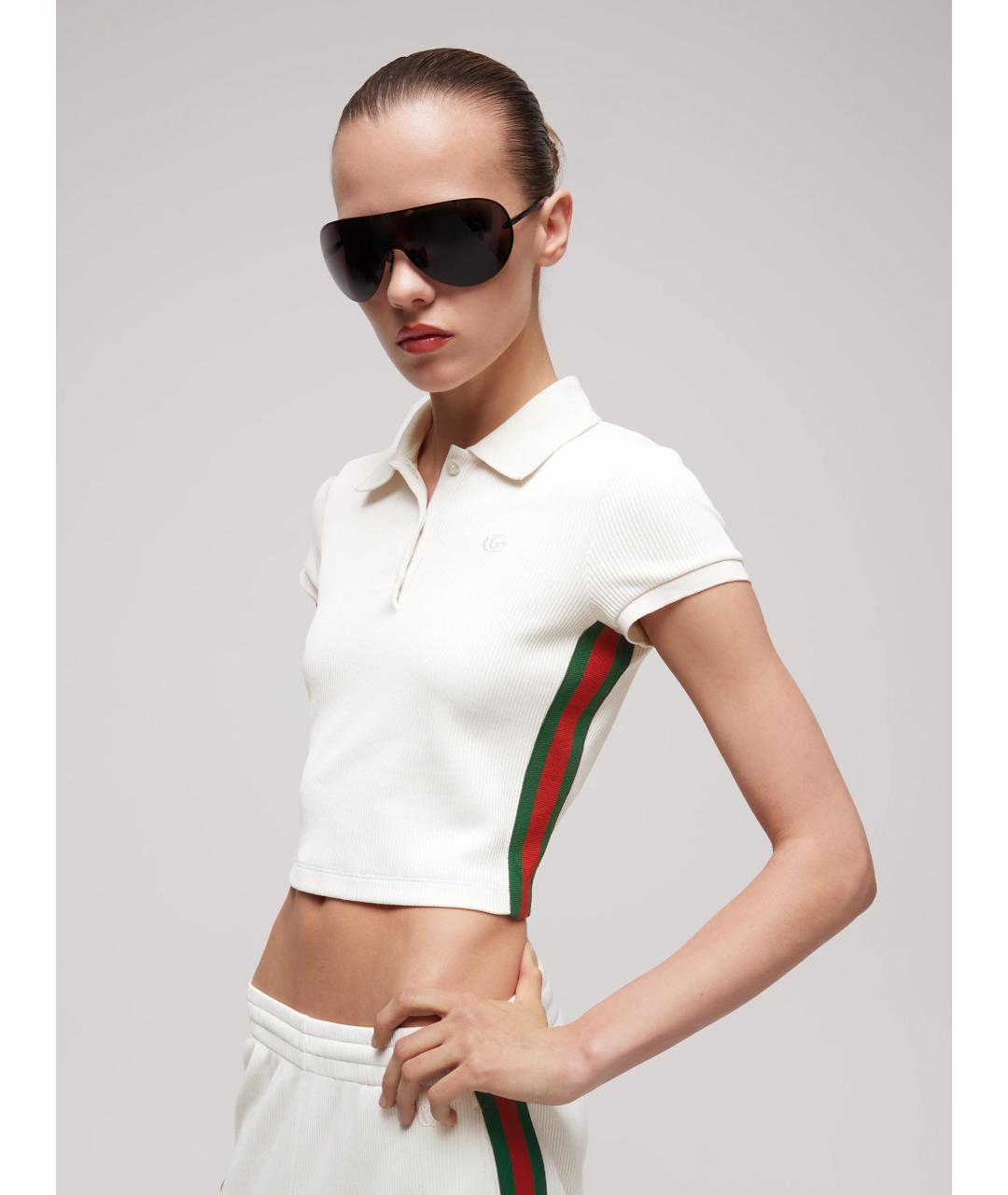 GUCCI Белая полиэстеровая футболка, фото 2