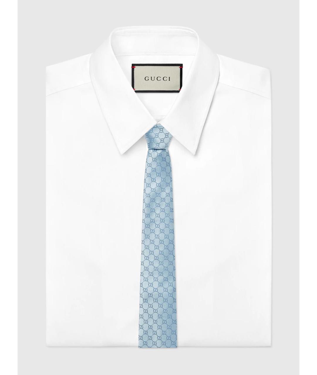 GUCCI Голубой шелковый галстук, фото 2
