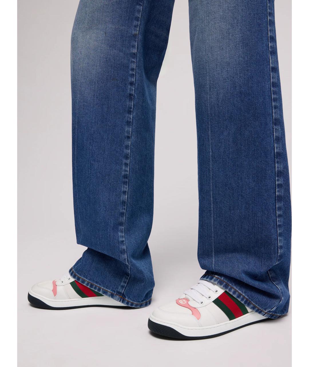 GUCCI Белые кожаные кроссовки, фото 2