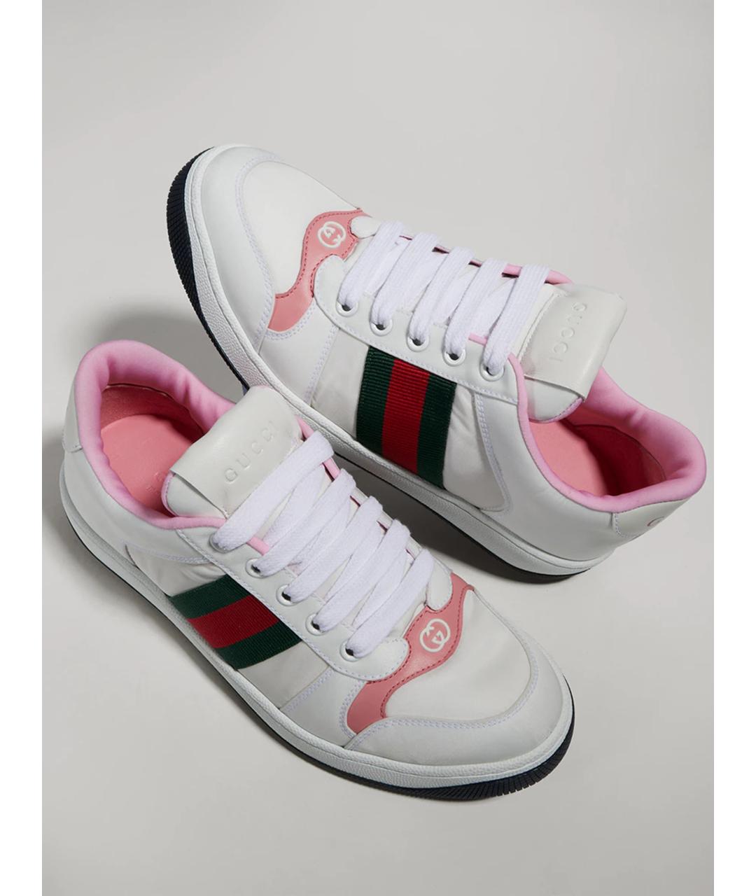 GUCCI Белые кожаные кроссовки, фото 5