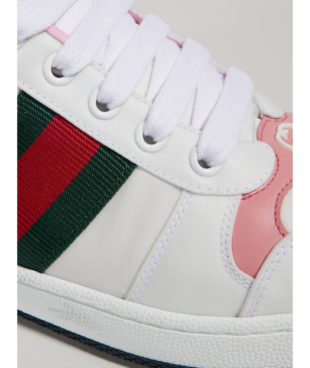 GUCCI Белые кожаные кроссовки, фото 6