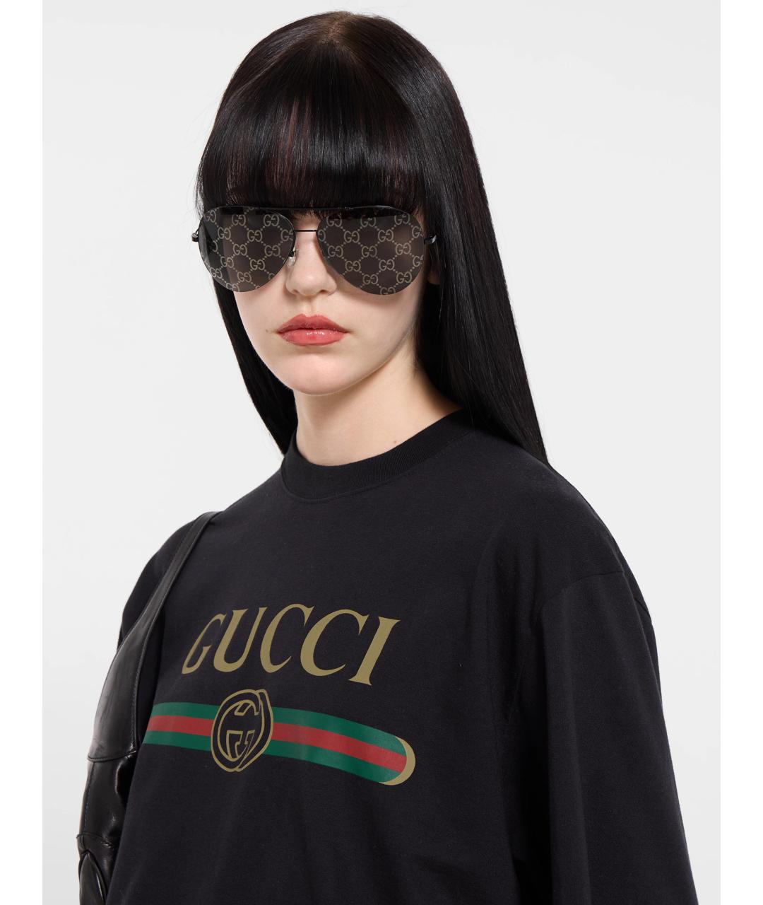 GUCCI Черная хлопковая футболка, фото 3