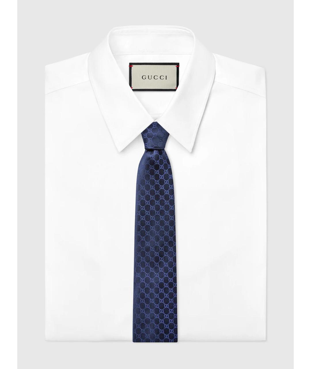 GUCCI Синий шелковый галстук, фото 2