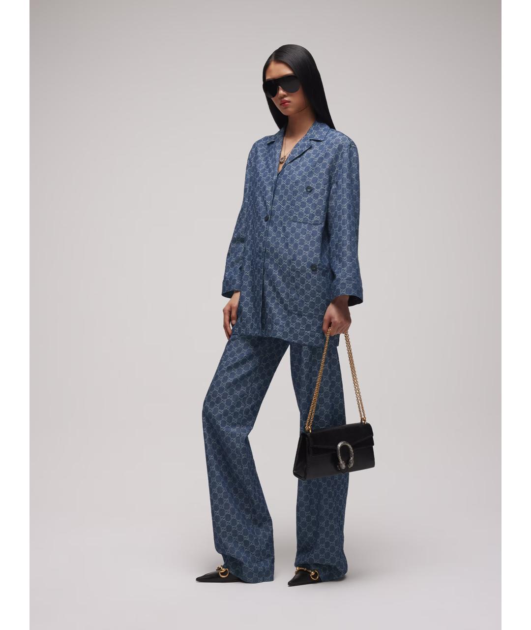 GUCCI Синие хлопковые прямые джинсы, фото 2