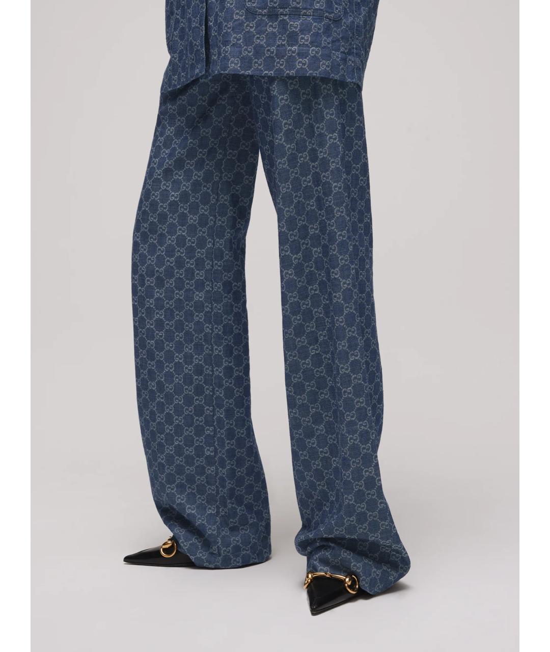 GUCCI Синие хлопковые прямые джинсы, фото 4