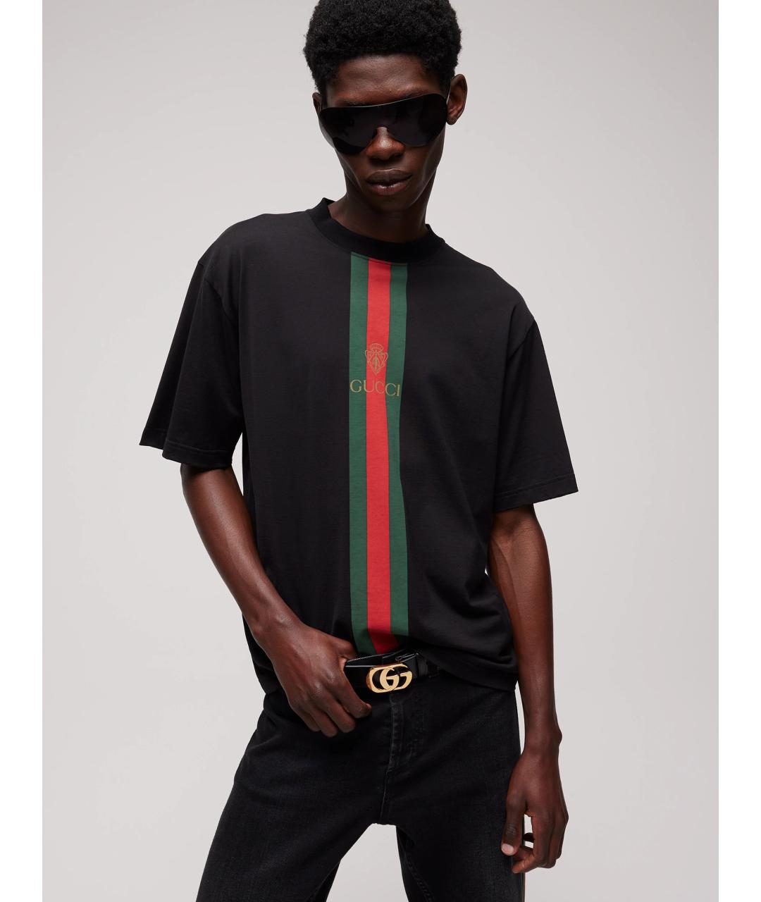 GUCCI Черная хлопковая футболка, фото 2