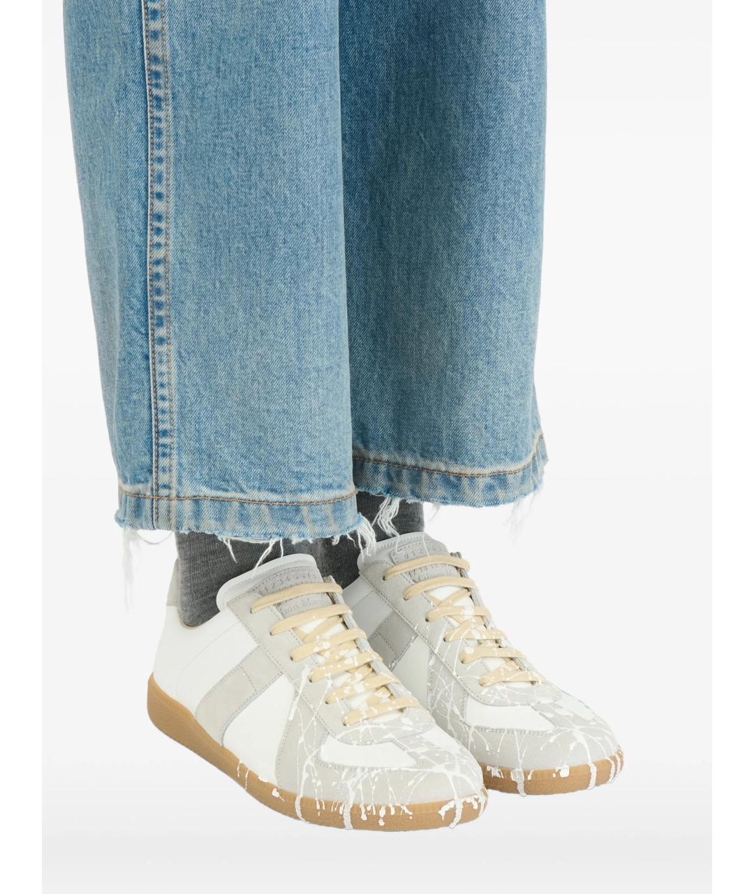 MAISON MARGIELA Белые кожаные низкие кроссовки / кеды, фото 7