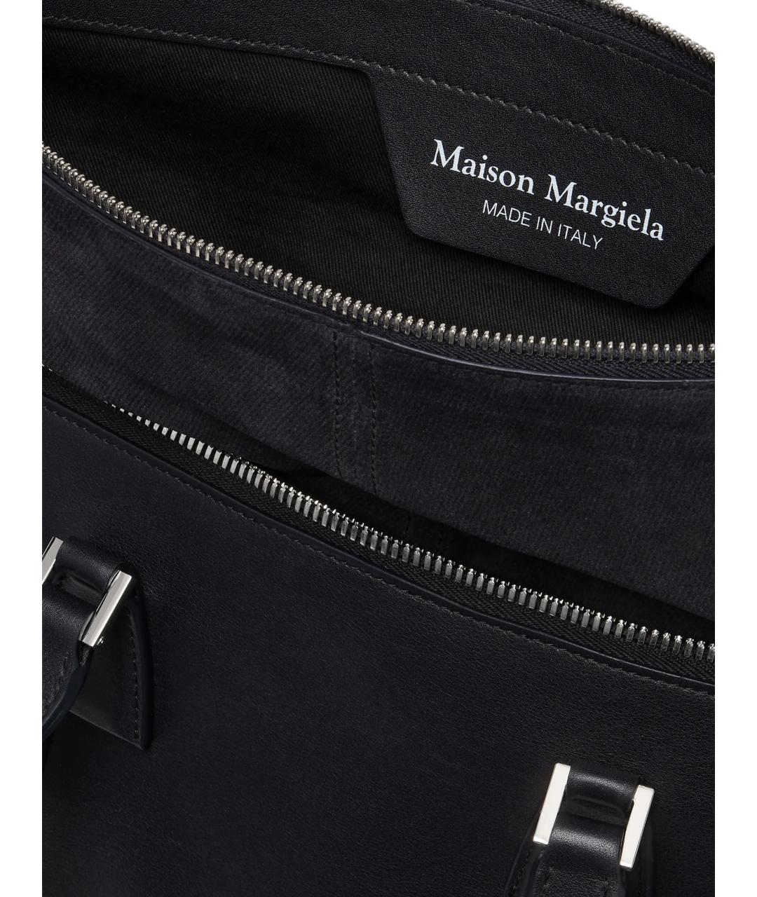 MAISON MARGIELA Черная кожаная сумка через плечо, фото 6
