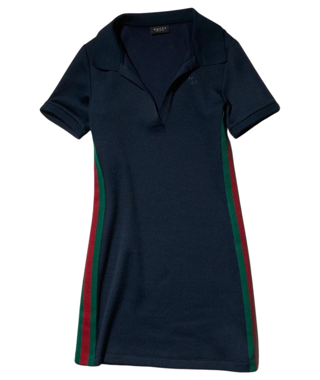 GUCCI Синее полиэстеровое повседневное платье, фото 1